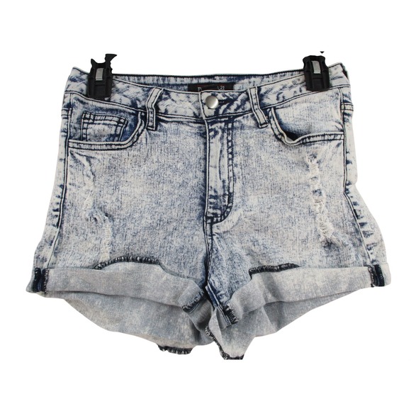 Forever 21 Pants - Forever 21 Premium Denim Acid Wash Distressed Cuffed Jean Shorts Size 26